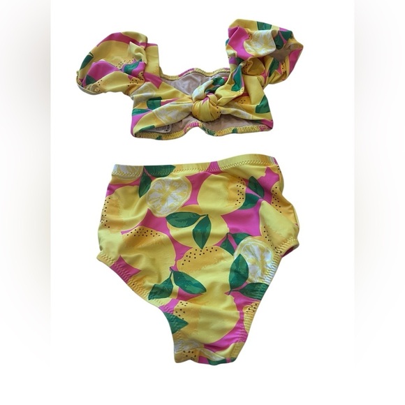 Shade Critters Girls Summer Lemonade High Waist Smocked Bikini in size 2T - Picture 3 of 5